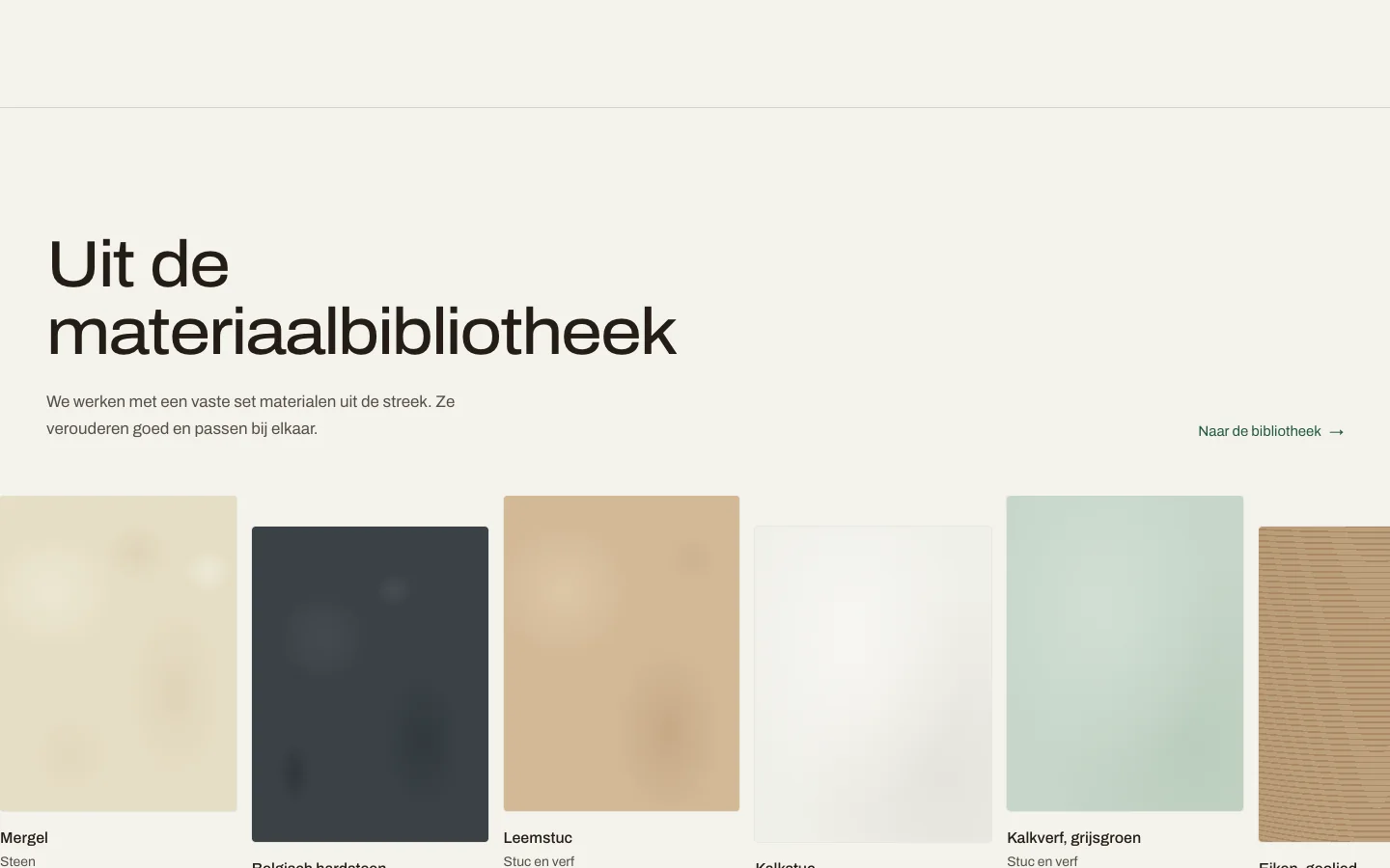 De materiaalbibliotheek van Daalwerk: mergel, hardsteen, leemstuc, kalkverf en eiken